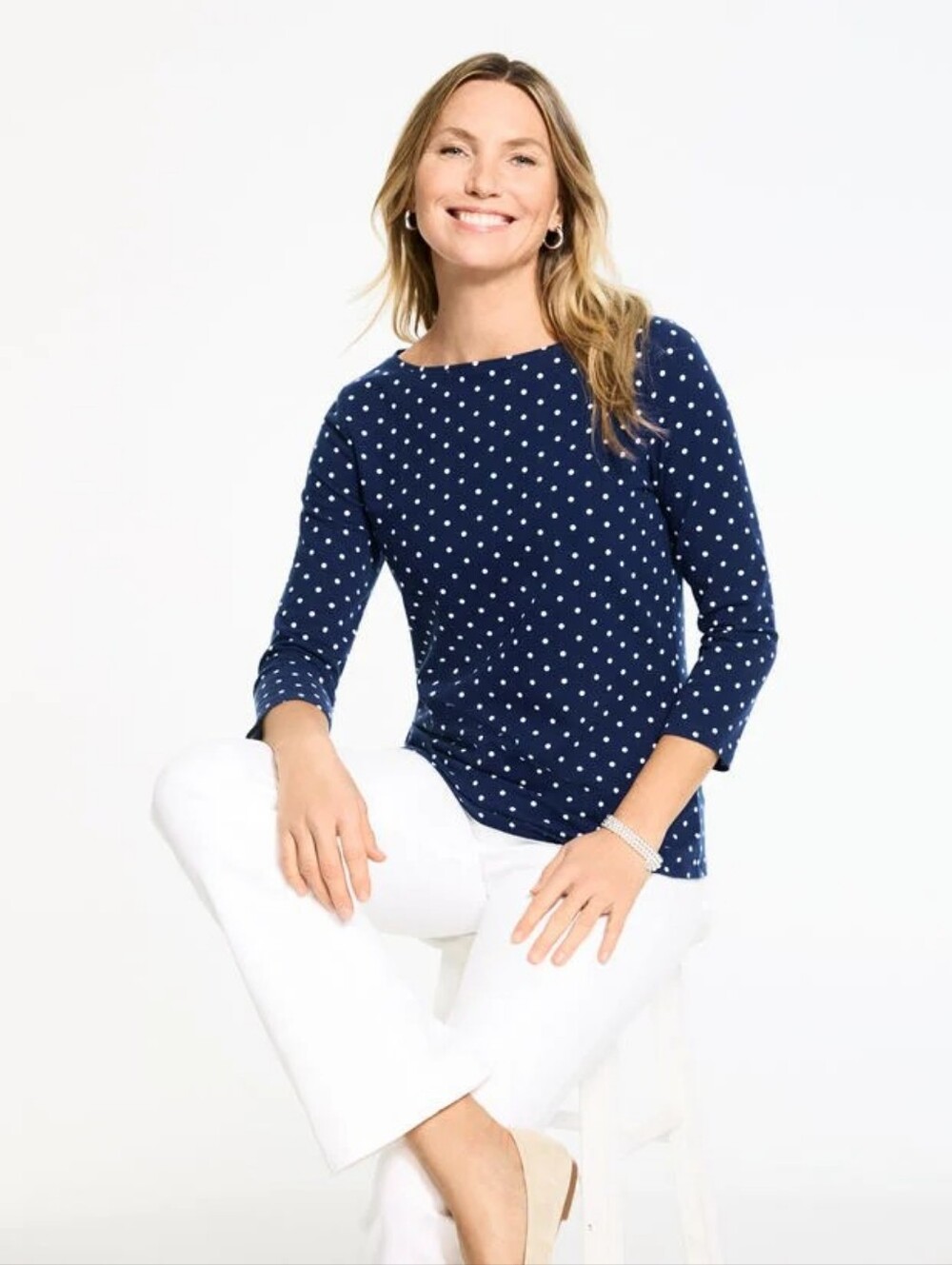 Talbots Bateau Neck Tee - Garden Dot 1XP